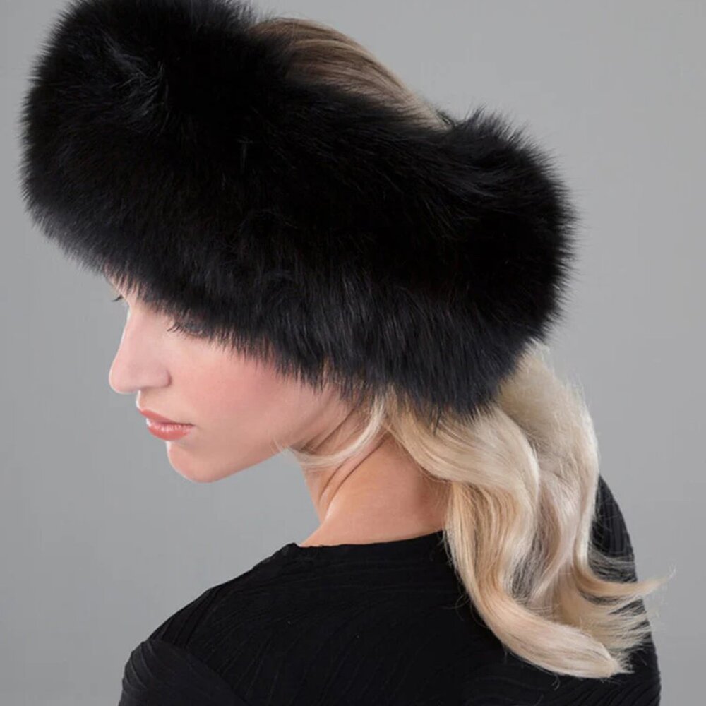 SURELL GENUINE FOX FUR HEADBAND/COLLAR